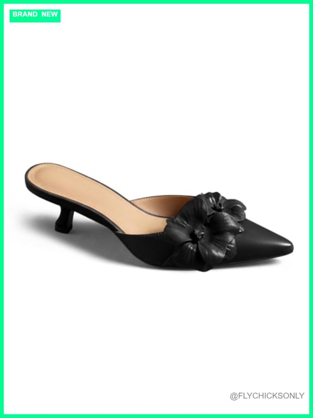 Coutgo Womens Kitten Heels Mules Closed Pointed Toe Slip On Dressy Party Pumps